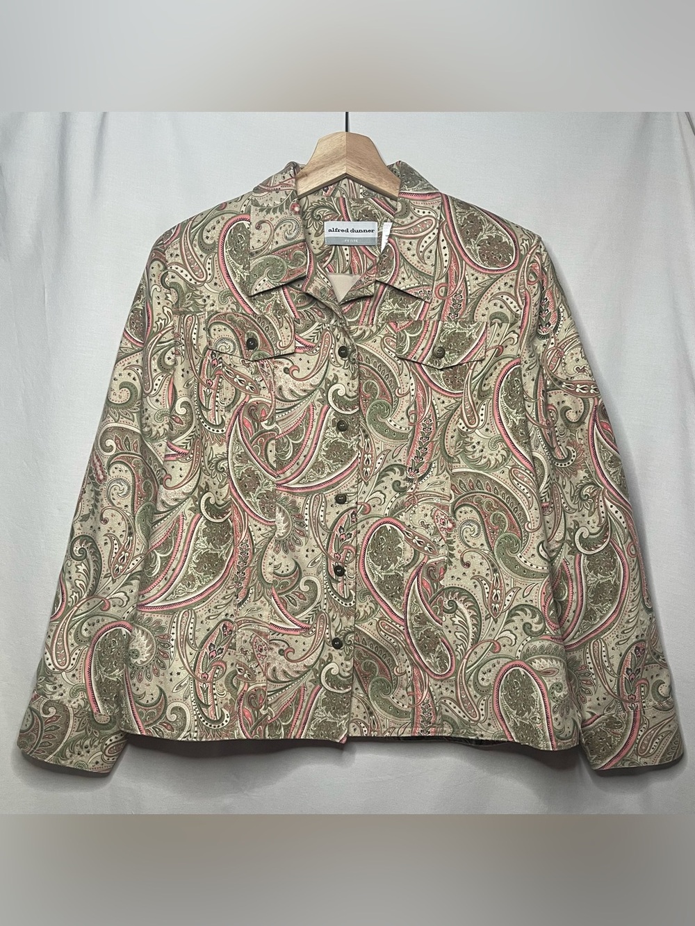 Alfred Dunner Beige, Olive & Pink Paisley Lightweight Jacket Size 10P